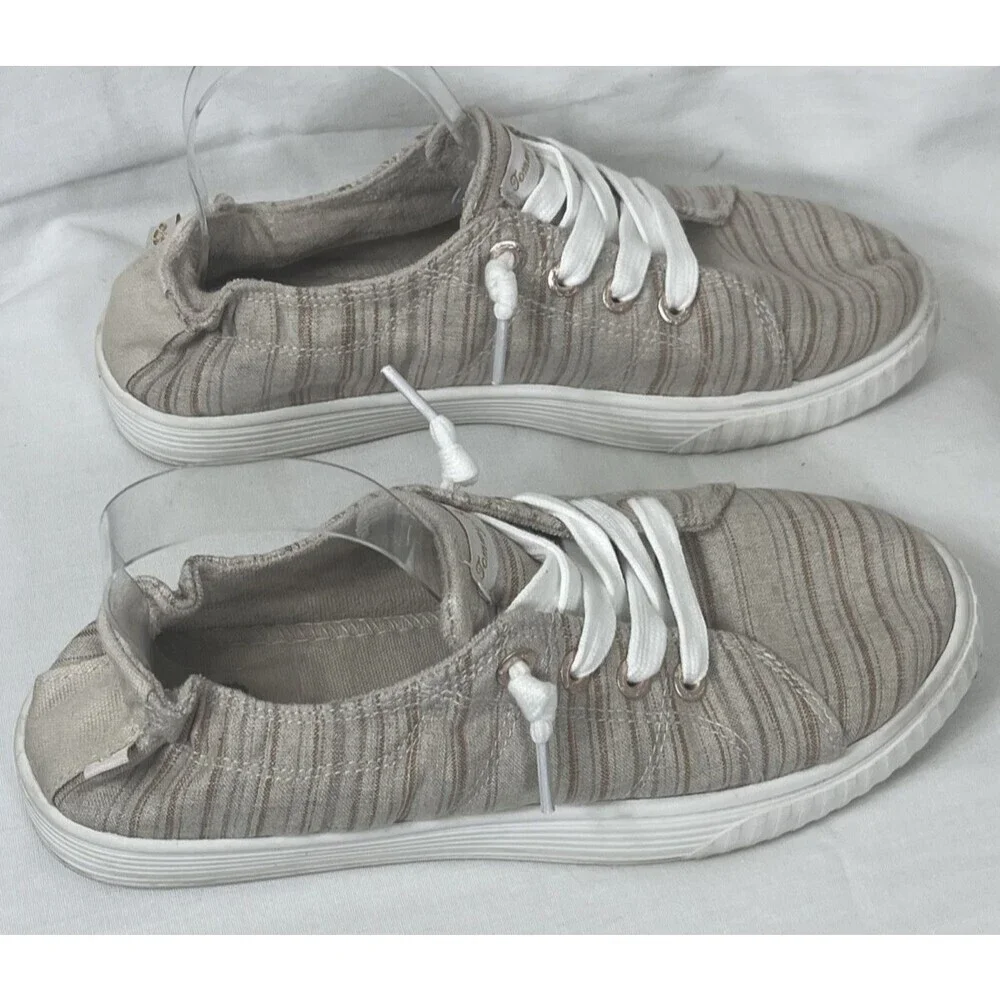 Tommy Bahama Women's Striped Sneakers Brown Tan Size 9